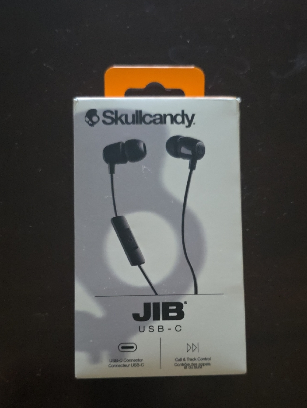 Skullcandy JIB USB-C Earbuds in Black with Orange Tab